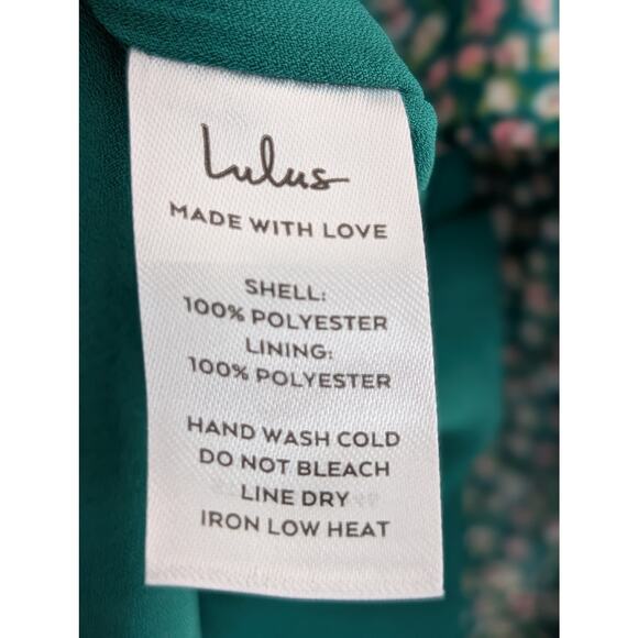 NWT Lulus Totally Cute Time Green Floral Collared Wrap Mini Dress Sz Large - Picture 6 of 7